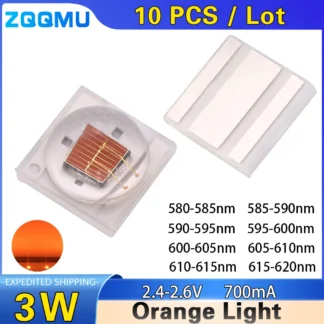 Cuentas de lámpara de cerámica de alta potencia, fuente de luz Led, luz amarilla, naranja, ámbar, 580nm, 585nm, 590nm, 595nm, 600nm, 3W, 3535
