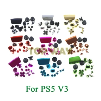 Juego completo de Joysticks cromados para PS5 Playstation 5 V3 3,0, botones chapados en ABXY, tecla de dirección, mando, R1, L1, R2, L2, 5 Juegos