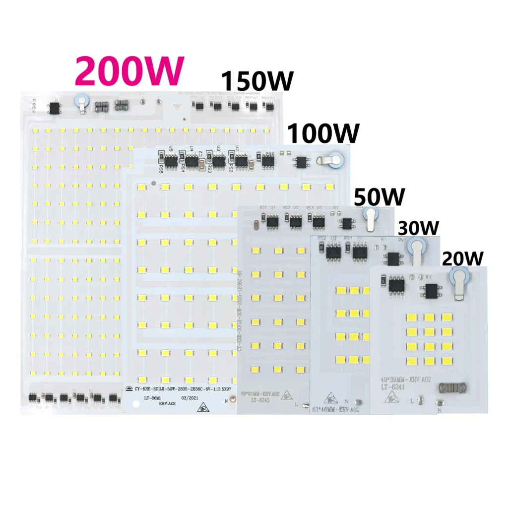 Chips de lámpara LED 220V bombilla SMD 2835 IC inteligente entrada de luz Led 10W 20W 30W 50W 100W 150W 200W para reflector al aire libre blanco frío