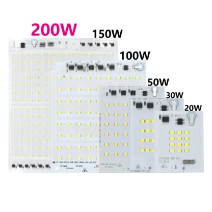 Chips de lámpara LED 220V bombilla SMD 2835 IC inteligente entrada de luz Led 10W 20W 30W 50W 100W 150W 200W para reflector al aire libre blanco frío
