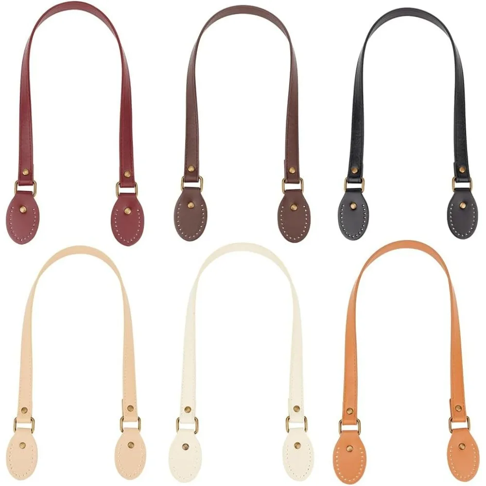 Asas de bolso de cuero de 6 colores, 6 uds., correas de bolso de cuero de 26,3 pulgadas, asas para coser en el bolso, reemplazo de correa de bolso corto