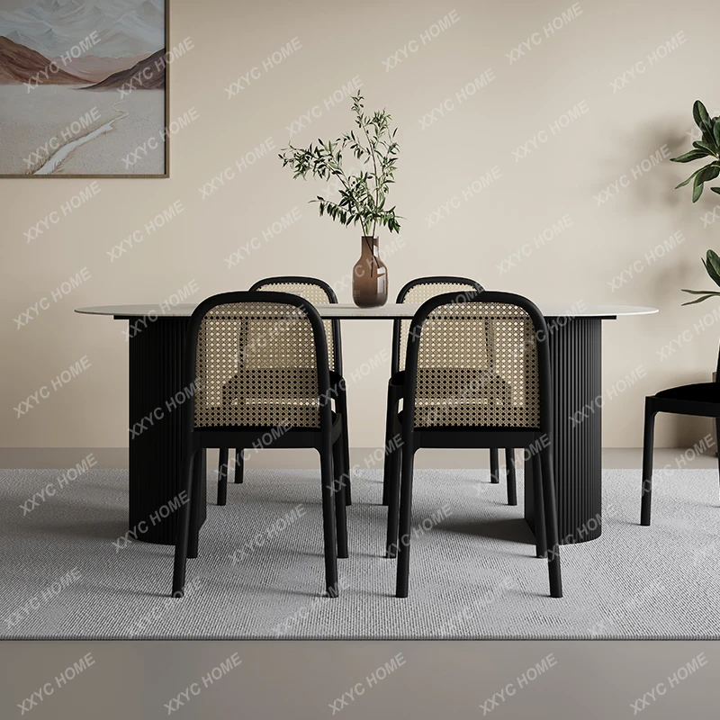 Mesa de comedor minimalista moderna, sala de estar, apartamento pequeño, mesa de comedor Rectangular, combinación de silla de comedor