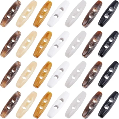 70 Uds. Botones de palanca de 7 colores, botones de resina, columna de 2 agujeros, palanca de resina, Kit de costura artesanal