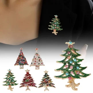 Broche de árbol de Navidad, Pin de diamantes de imitación de cristal para mujer, Pin botánico esmaltado Unisex, regalo para Amiga, fiesta de Navidad, accesorio de joyería