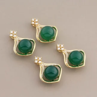 Colgante de Latón chapado en oro con cristal para collar, accesorio de joyería de alta calidad, 4 piezas