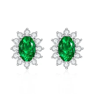Pendientes de circonita de Plata de Ley 925 clásicos con forma de Esmeralda Artificial ovalada de 4x6mm para mujer, regalo de joyería de aniversario