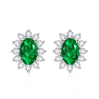 Pendientes de circonita de Plata de Ley 925 clásicos con forma de Esmeralda Artificial ovalada de 4x6mm para mujer, regalo de joyería de aniversario