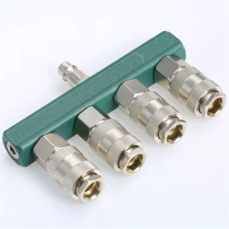 Divisor de compresor de aire con 4 acopladores y enchufe NPT de 1/4 pulgadas Acoplador de montaje de aire NPT de 1/4 pulgadas Colector de aire recto de 4 vías G