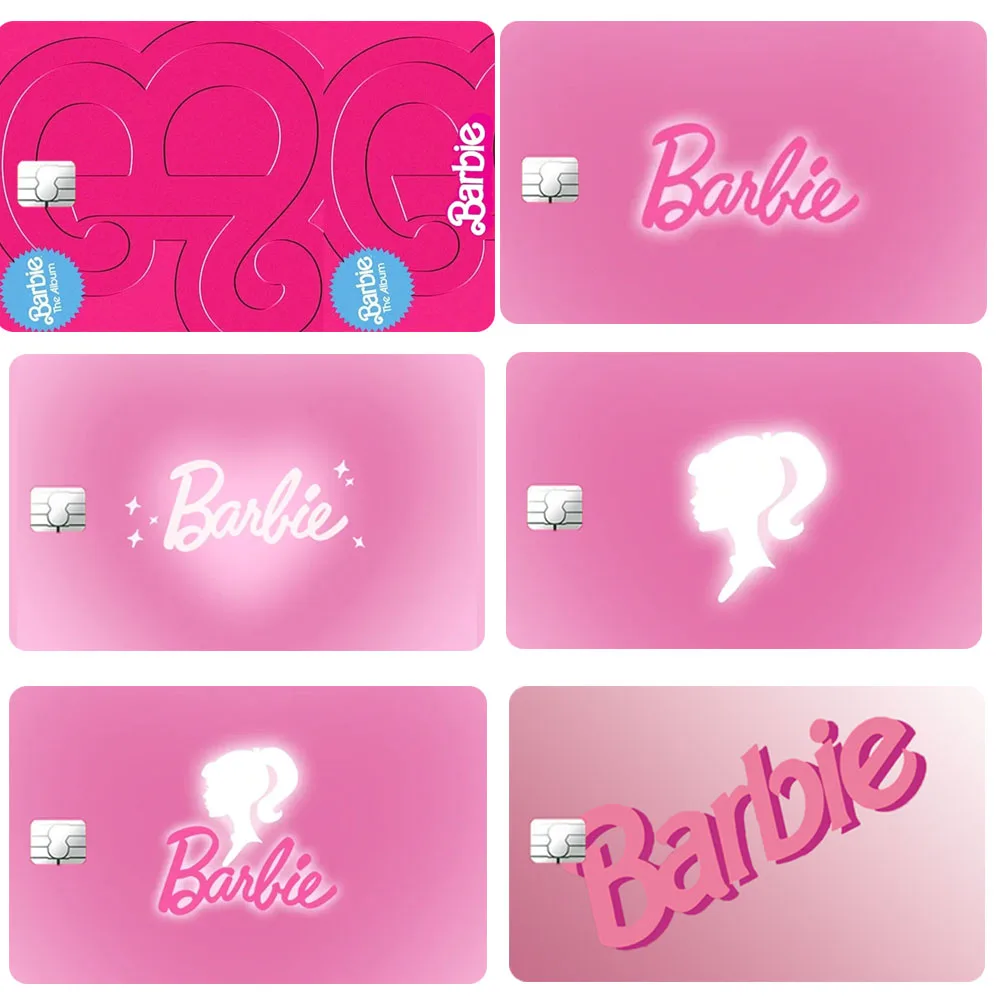 Pegatina de tarjeta Barbie brillante, documentos de crédito, suministros de estudio para estudiantes, decorar, etiquetas de tarjetas de comida de autobús a prueba de agua, regalos