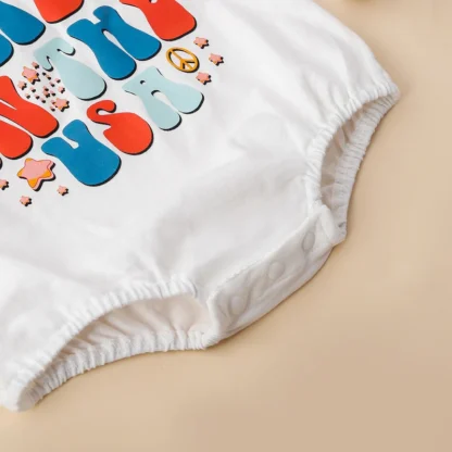 Mono unisex para niños pequeños, sin mangas, cuello redondo, estampado de bandera americana, mameluco para celebración del 4 de julio