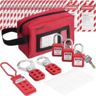 Kit de etiquetado de bloqueo eléctrico, kit Loto de seguridad de 26 piezas que incluye candados, cerrojos, etiquetas, bridas de nailon y bolsa de transporte