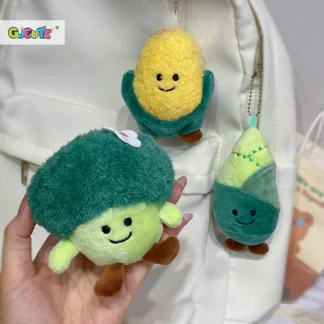 LLavero de juguete de felpa vegetal de simulación, colgante de brócoli de maíz de dibujos animados, llavero de muñeca de peluche suave, mochila, bolsa de coche, decoración, regalo para niños