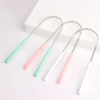 1 unidad, raspador de lengua de acero inoxidable, mango de plástico que reduce el mal aliento para adultos, raspador de lengua, raspador de lengua de Metal, limpieza