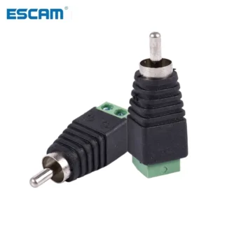 ESCAM-Cable UTP Cat5 Cat6 a CCTV, AV, Phono, RCA, adaptador de enchufe macho, 5 uds.