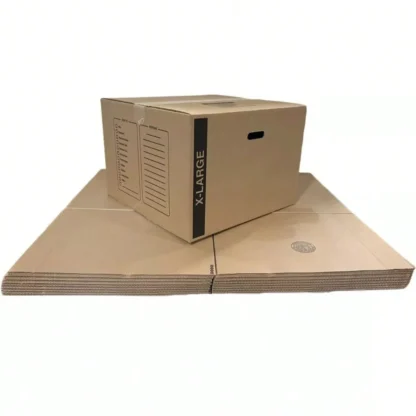 Paquete de 20 cajas móviles de cartón extragrandes 23x23x16 32 ECT con asas