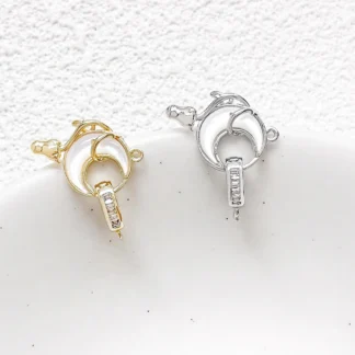 Colgante de luna de nácar Chapado en cobre con incrustaciones de oro Real, fabricación de collares de joyería de moda, materiales de accesorios, 1 pieza