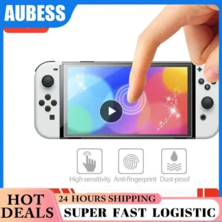 Protector de pantalla de vidrio templado a prueba de polvo, resistente a los arañazos, impermeable para Nintendo Switch, protección de vidrio, piel 2023