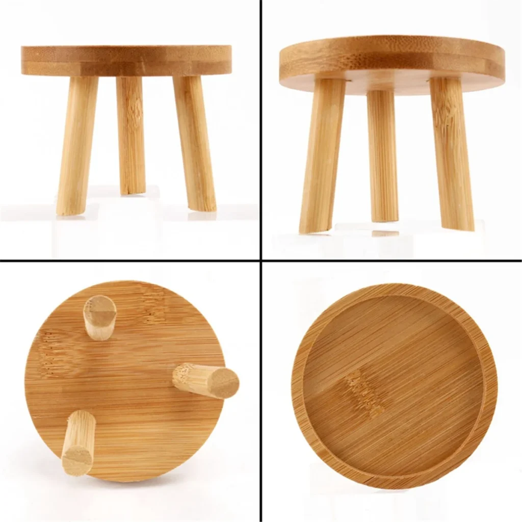 Soporte de madera para plantas, Base para maceta, taburete alto, balcón, estante redondo para flores suculentas para interior y exterior