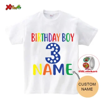 Camiseta de cumpleaños familiar para niños, camisetas con nombre personalizado, trajes a juego para la familia, camiseta para niños y niñas, pegatinas para regalar