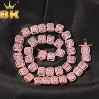 TBTK-collar de pulsera de Circonia cúbica, cadena de eslabones de latón, joyería de hip hop, 13mm, Iced Out Square Baguettecz