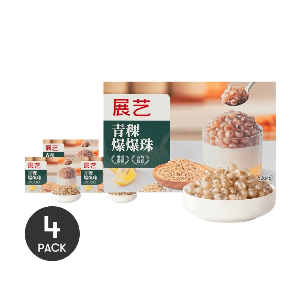 ZHANYI Exploding Highland Barley Boba Pearls, 10,58 oz * 4 paquetes, 4 paquetes