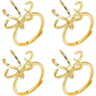 4 Uds anillo de garra Bases de anillo de latón ajustables en blanco componentes de dedo de 18mm Kit de fabricación de Base de garra chapada en oro Real de 18K