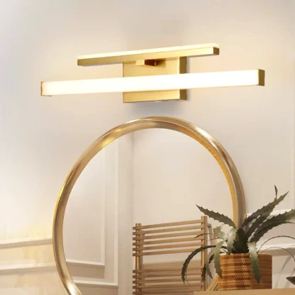 Barra de luz LED integrada para baño de 2 luces, accesorio sobre el espejo de 23,5 pulgadas con pantalla acrílica, aplique LED moderno regulable de 3CCT