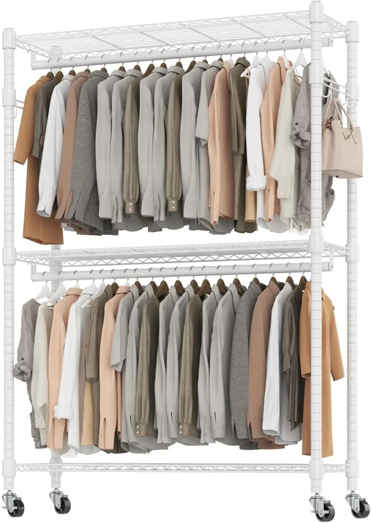 Perchero resistente con ruedas, percheros rodante para colgar ropa, armario moderno, perchero con 8 lados H