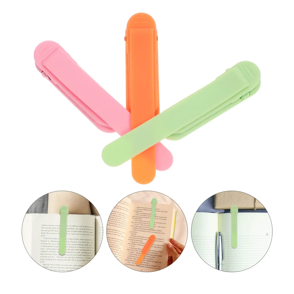 Marcadores de página para lectura, marcapáginas de silicona, marcadores automáticos, soportes inteligentes, Clip de Gel de sílice, 3 uds.