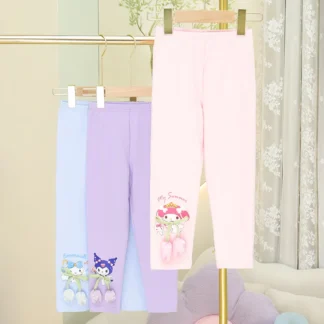 Lindos pantalones Sanrio Cinnamoroll para niños Kuromi Kt Cat My Melody Frozen Leggings de algodón con estampado pijamas de primavera y otoño ropa para niños