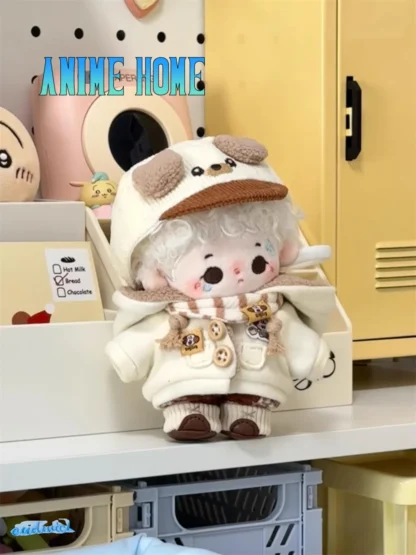 Traje de abrigo de perro cachorro café Original para muñeca de 20cm, ropa de juguete, sombrero de disfraz, Cosplay D, regalo para niños, lindo y encantador