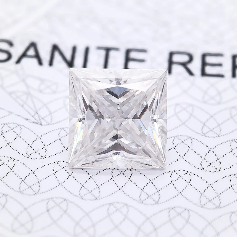 Piedra moissanita de la más alta calidad, corte princesa súper blanco, Color D, abalorios de calidad VVS1, materiales para hacer joyas con certificado