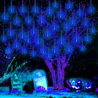 Guirnalda de luces LED para exteriores, iluminación de jardín con enchufe de EE. UU./UE, 8 tubos, cadena de luces de lluvia de meteoros, decoración de calle de Navidad