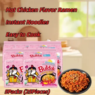 [5 paquetes de 25 piezas] fideos coreanos Buldak, Carbonara salteada, Ramen, sabor a pollo caliente-5 piezas * 4,58 oz * 5 paquetes