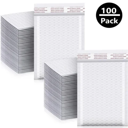 Sobres de burbujas blancas para empresas pequeñas, paquetes de entrega, bolsas de envío, sobres de correo para oficina, 100 piezas