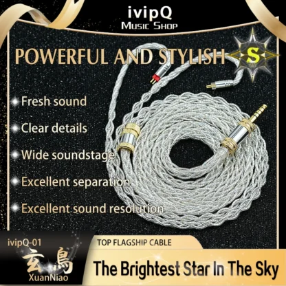 IvipQ-01 Cable de actualización de auriculares insignia DIY Conductor multielemento con 3,5mm/2,5mm/4,4mm/MMCX/0,78mm 2 pines/N5005/IE900 para AKG