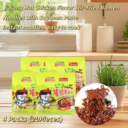 SAMYANG-fideos Buldak Jjajang, sabor a pollo caliente, Ramen frito, 4,76 oz * 5 piezas * 4 paquetes, fideos instantáneos, E, 4 paquetes de 20 piezas
