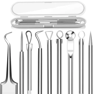 Extractor de comedones para espinillas, Kit de pinzas para espinillas curvadas, profesional, de acero inoxidable, para eliminación de imperfecciones de acné y espinillas, 5 uds.