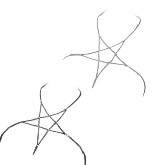 Nuevo collar cadena hombro negro/plateado con collar cuentas exageradas