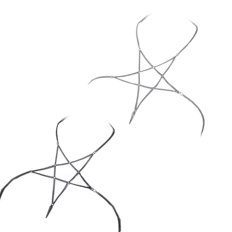 Nuevo collar cadena hombro negro/plateado con collar cuentas exageradas