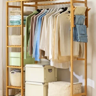 Armario de almacenamiento de tela resistente, tablero grueso, armario de gran capacidad, fácil montaje, muebles de madera maciza, ropa espaciosa para el hogar