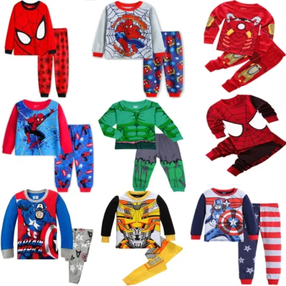 Pijamas de algodón de manga larga con dibujos animados para niños y niñas, ropa de dormir con diseño de superhéroes, con diseño de Spider-Man, Envío Gratis