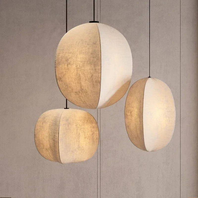 Luces colgantes japonesas, lámpara de tela creativa Vintage para Hotel, dormitorio, cocina, isla, sala de estar, comedor, escalera, luz del hogar