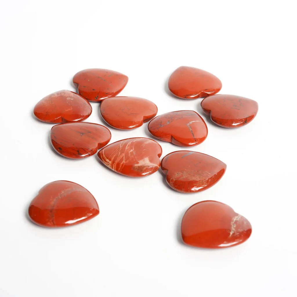 Cristal de jaspe rojo de energía Natural, Gema de corazón de amor, accesorios de joyería, colección de cuarzo curativo, adorno, regalo de Reiki