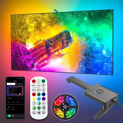 Wiscolor LED TV retroiluminación sincronización a la pantalla con cámara USB 5V RGBIC tira de luz LED para 55-65 pulgadas 4K decoración de sala de juegos luz ambiental