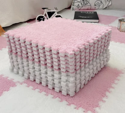 ZK20 10 Uds. Alfombra de suelo de espuma de felpa, franjas de diferente Color, junta dividida entrelazada, alfombra de felpa suave cortable para dormitorio