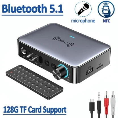 Transmisor receptor Bluetooth 5,1 NFC estéreo 3,5mm AUX Jack óptico Coaxial RCA adaptador de Audio inalámbrico micrófono cantar para TV