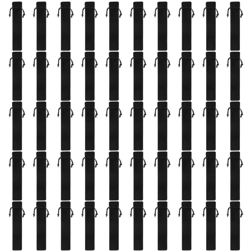 50 Uds. Estuche para bolígrafos de terciopelo negro, funda para bolígrafo individual, estuche para lápices