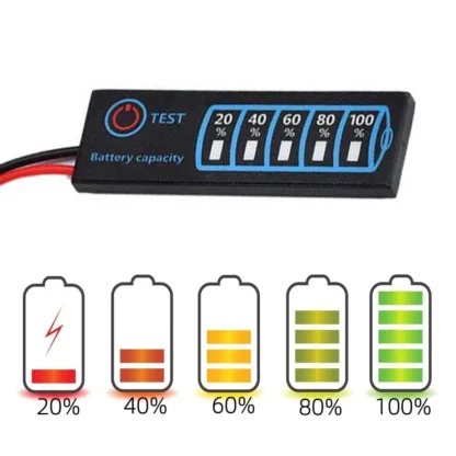 Indicador de nivel de batería de plomo y ácido, probador con pantalla LCD, módulo medidor de voltaje de capacidad, Li-ion, Lipo, litio, 5-30V, 18650