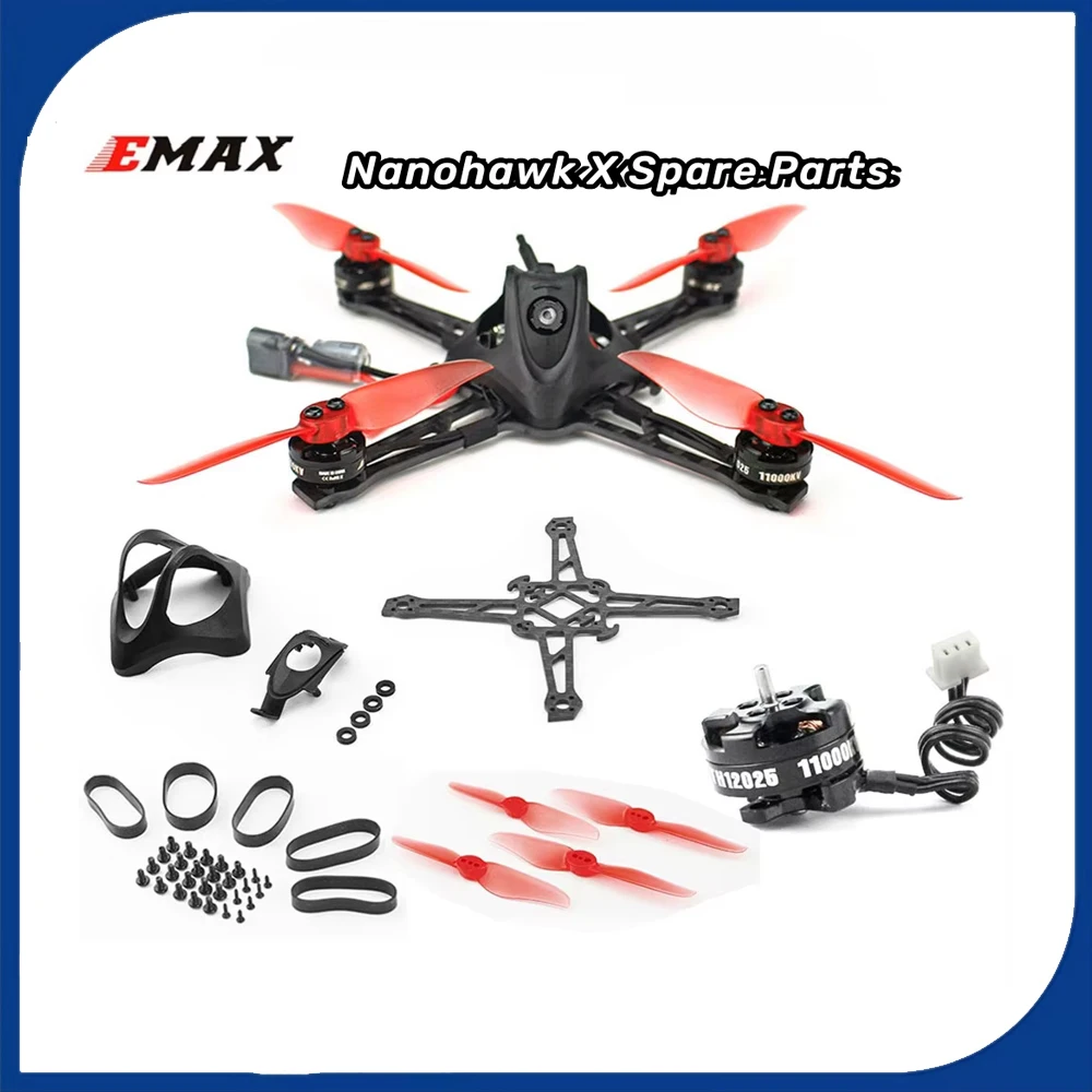 EMAX Nanohawk X piezas de repuesto dosel de repuesto TH12025 11000kv Motor TH1609 Kit de herrajes de marco de carbono inferior de hélice de 3 pulgadas